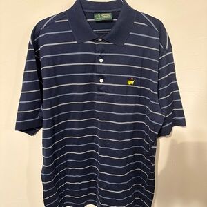 Masters Amen Corner Polo Shirt Mens Size M Navy Striped S/S 60's 2 Mercerized